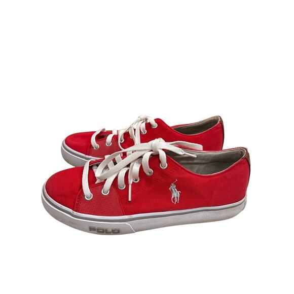 Polo Ralph Lauren Cantor Men's Size 8D Red Canvas Casual Lace Up Sneakers Shoes - Picture 3 of 9
